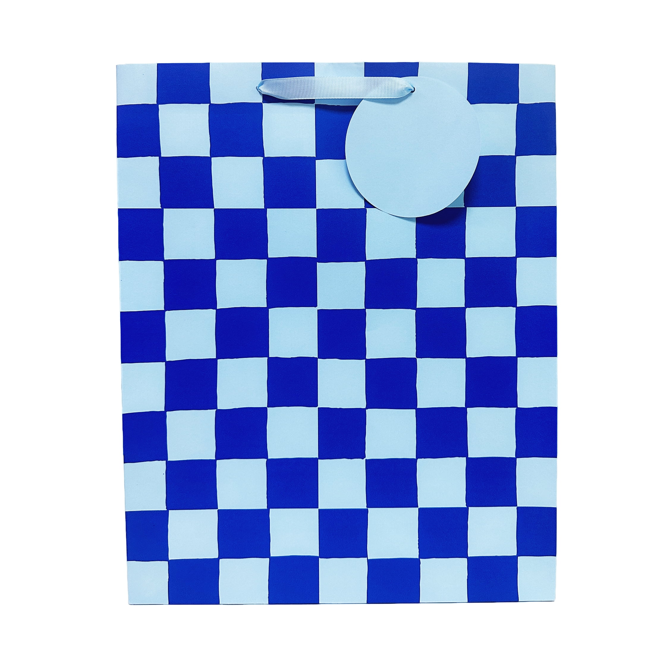 Jumbo Blue Check  Paper Gift Bag,14.5" x 5" x 18",By Way To Celebrate