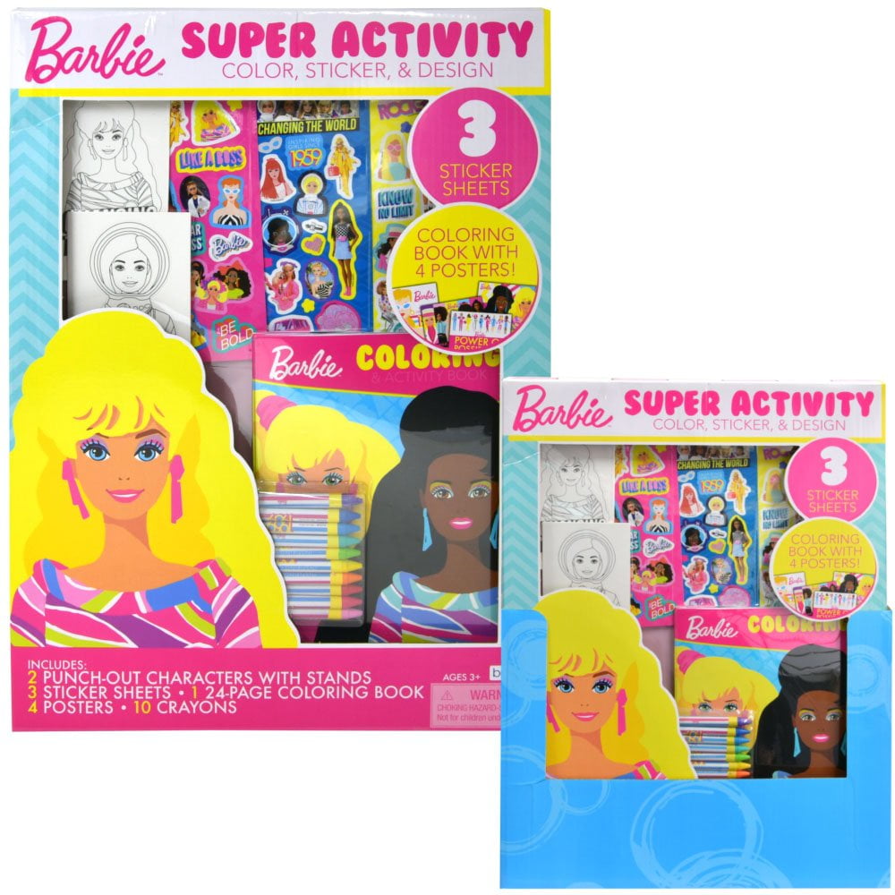 Barbie Coloring and Activity Book Super Set - 4 Books with Over 25 Stickers  Party Pack
