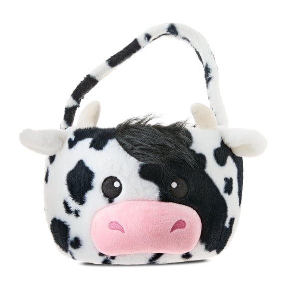 Jumbo Plush Cow Basket, Black and White, 22" x 16", Easter by Way To Celebrate