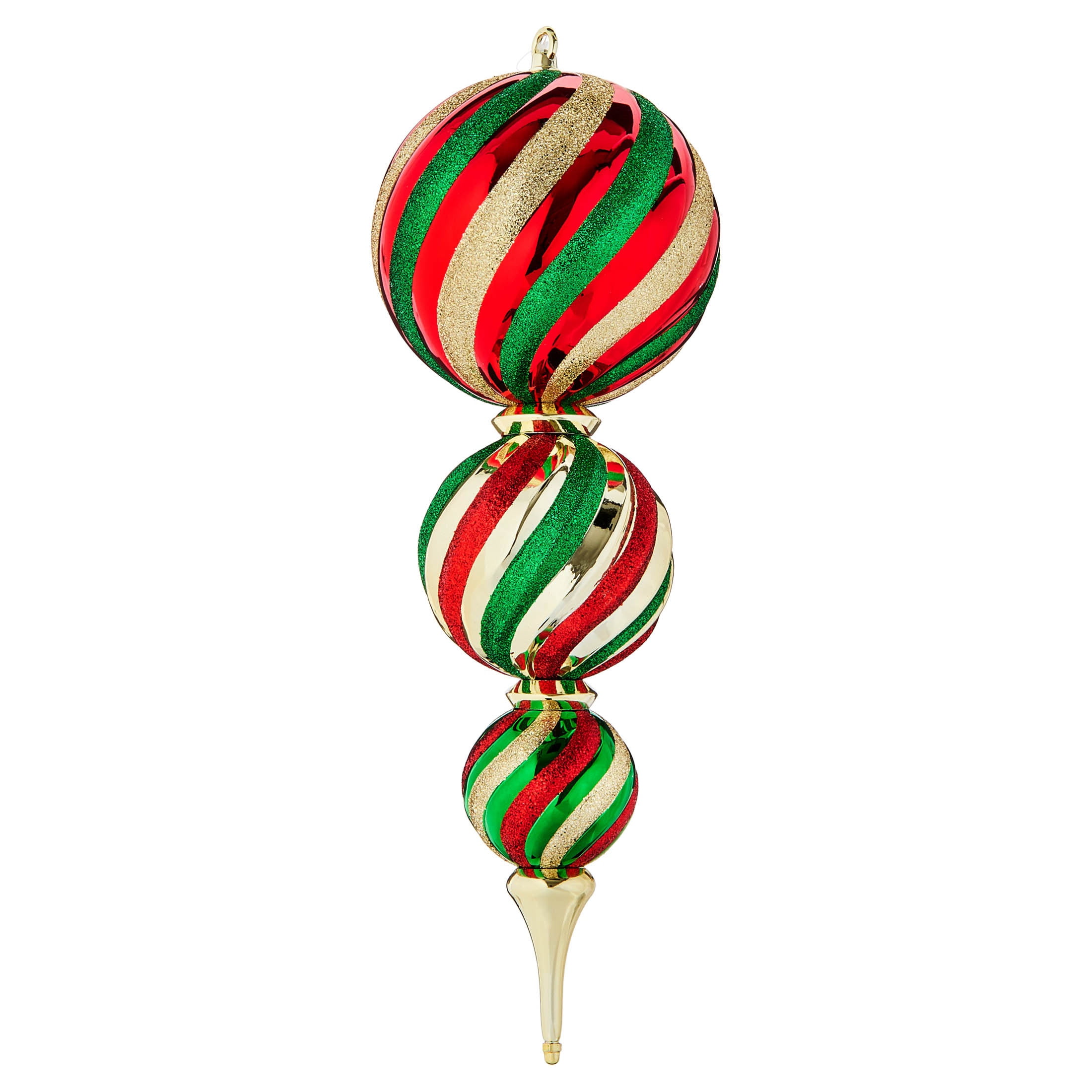 Red/Green/Gold Jumbo Finial Shatterproof Christmas Ornament, 23", by Holiday Time