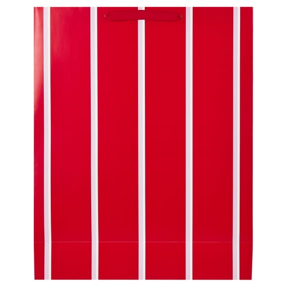 Jumbo Red and Pink Striped Paper Gift Bag, 14.5" x 5" x 18", by Way To Celebrate