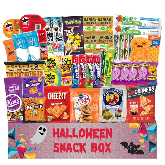 JUMBO JUMBLE Halloween Candy Gift Snack Box Care Package Assortment Candy Gift Basket Sampler Bulk Snack Variety Pack for Kids Adults Girl Boy Girlfriend Boyfriend College Student Military Personnel