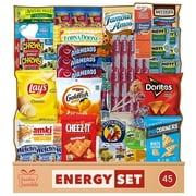 JUMBO JUMBLE Energy Snack Box (Count 45) Variety Care Package for College Students Army Kids Bulk Assortment of Chips Candy Granola Bars Cookies Nuts