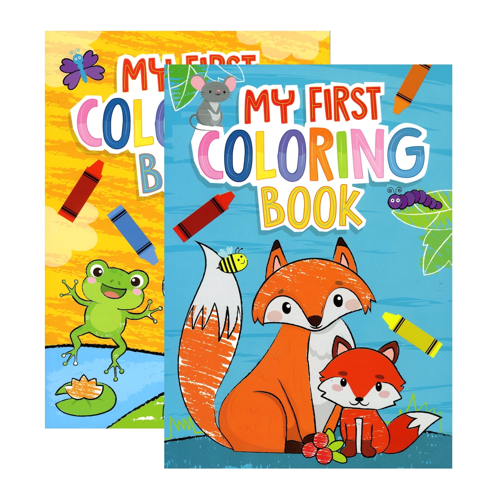 JUMBO MY FIRST Coloring Book 2-Title, Fun Game Workbook for Learning Drawing Coloring, Gift for Kids Toddler Activity at Classroom Home, 48-Pack