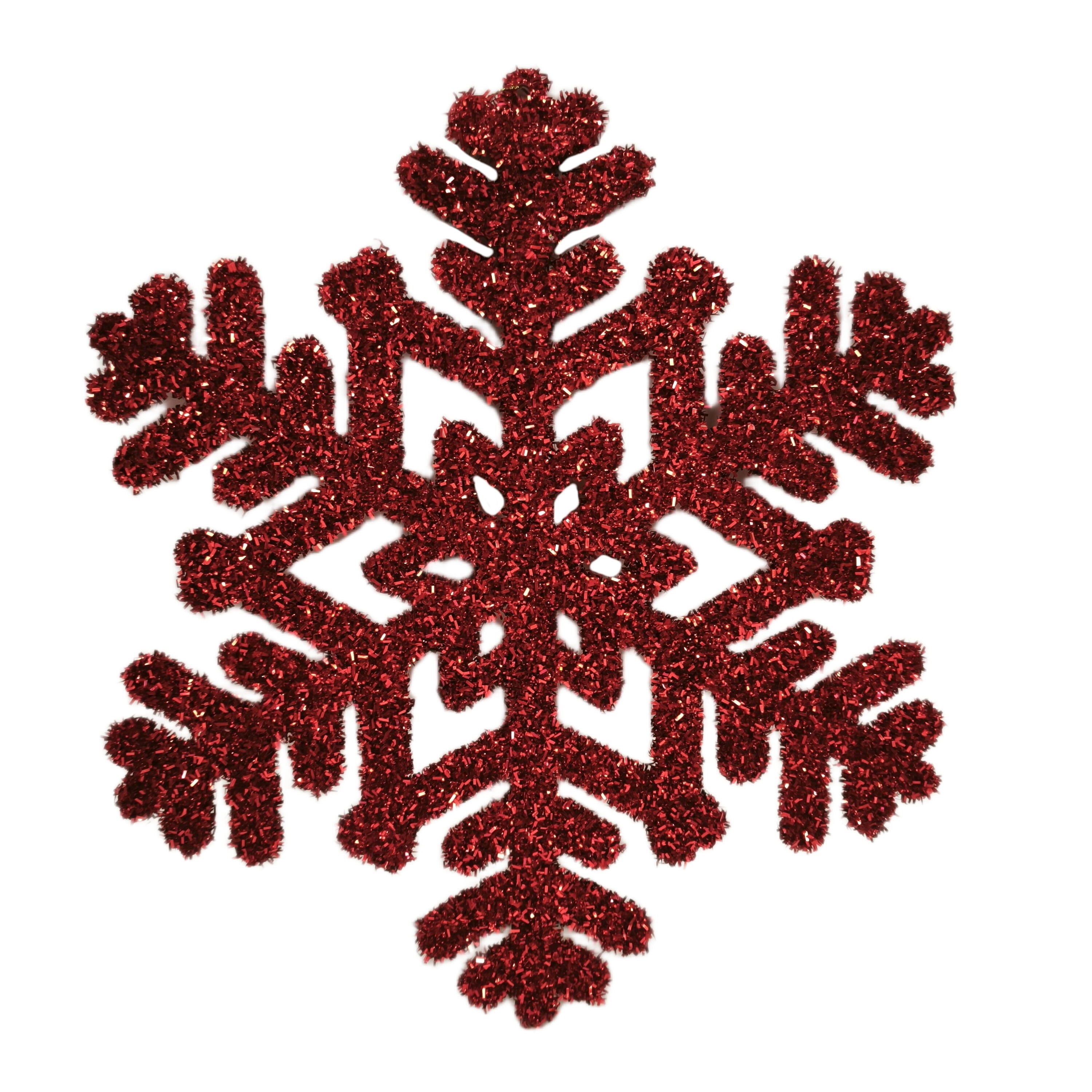Red Jumbo Tinsel Snowflake Christmas Ornament, 14", by Holiday Time