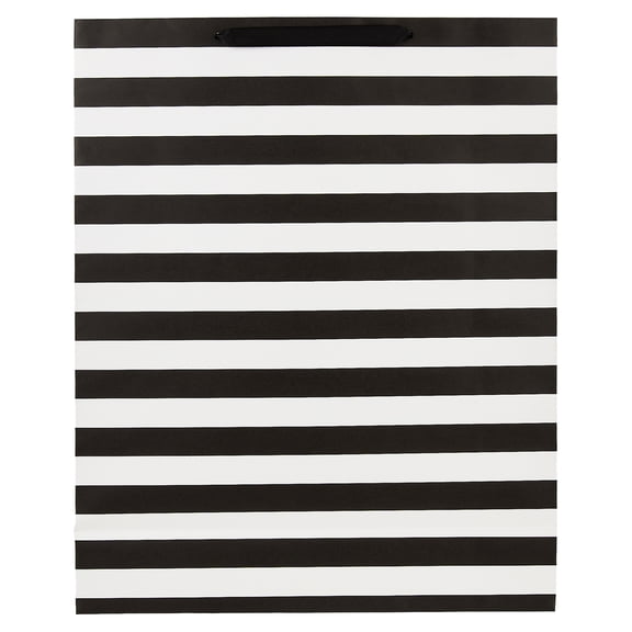 Jumbo Black and White Striped Paper Gift Bag, 14.5" x 5" x 18", by Way To Celebrate