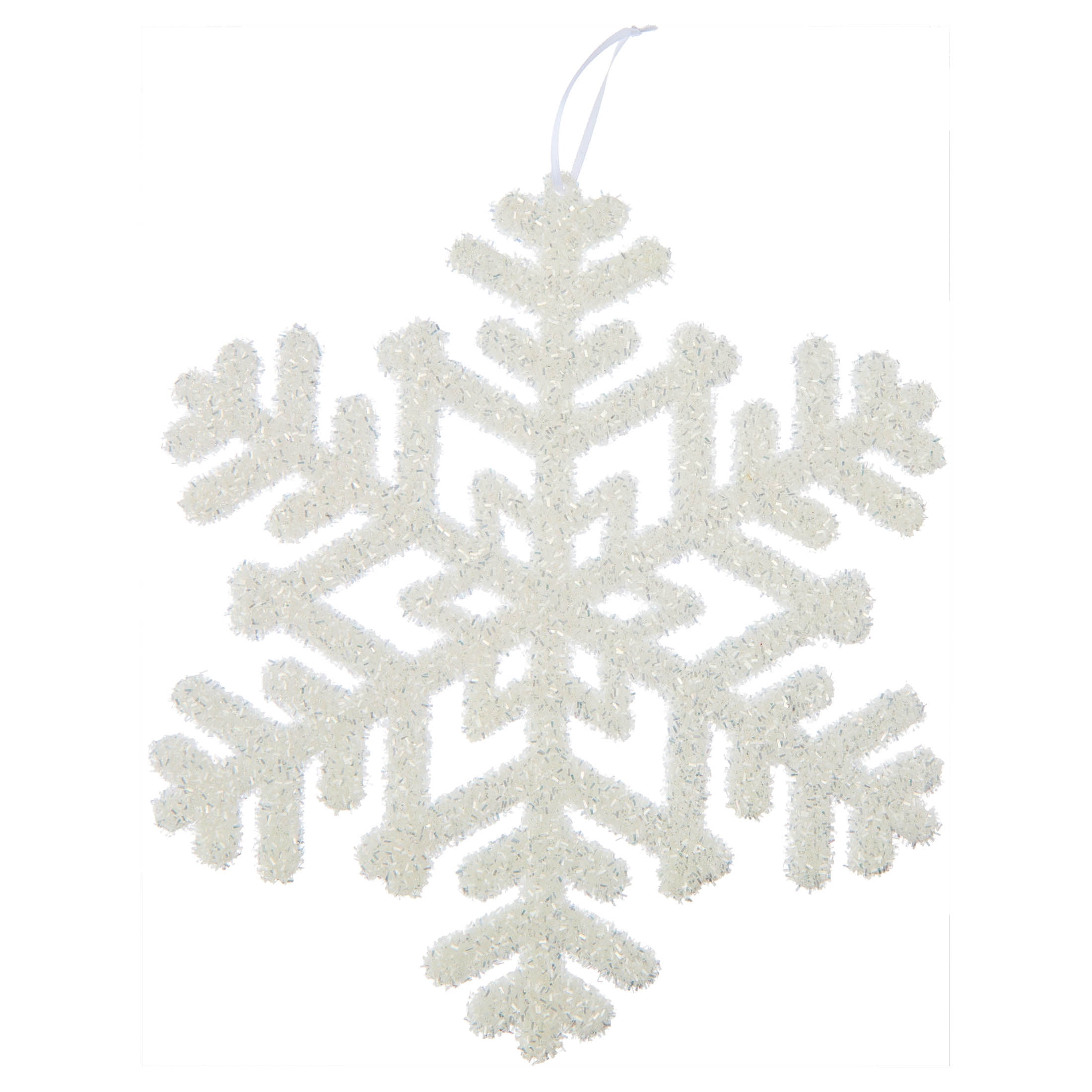 White Jumbo Tinsel Snowflake Christmas Ornament, 14", by Holiday Time