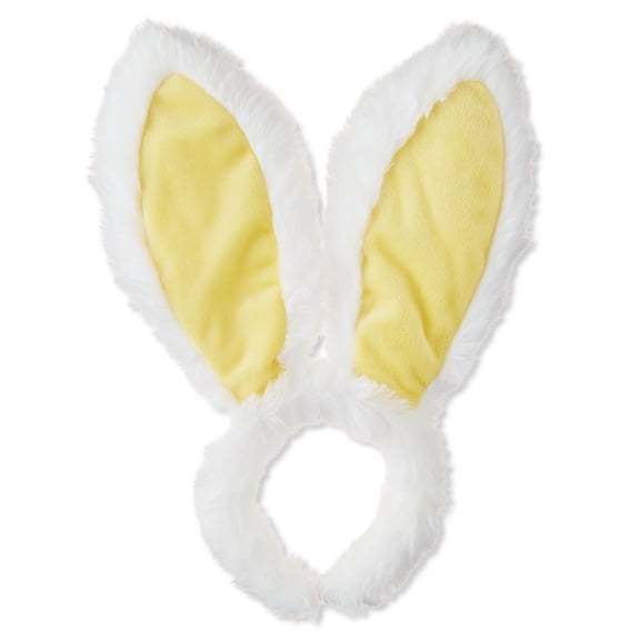 Jumbo Bunny Ears Headband, Yellow and White, 14", Easter by Way To Celebrate