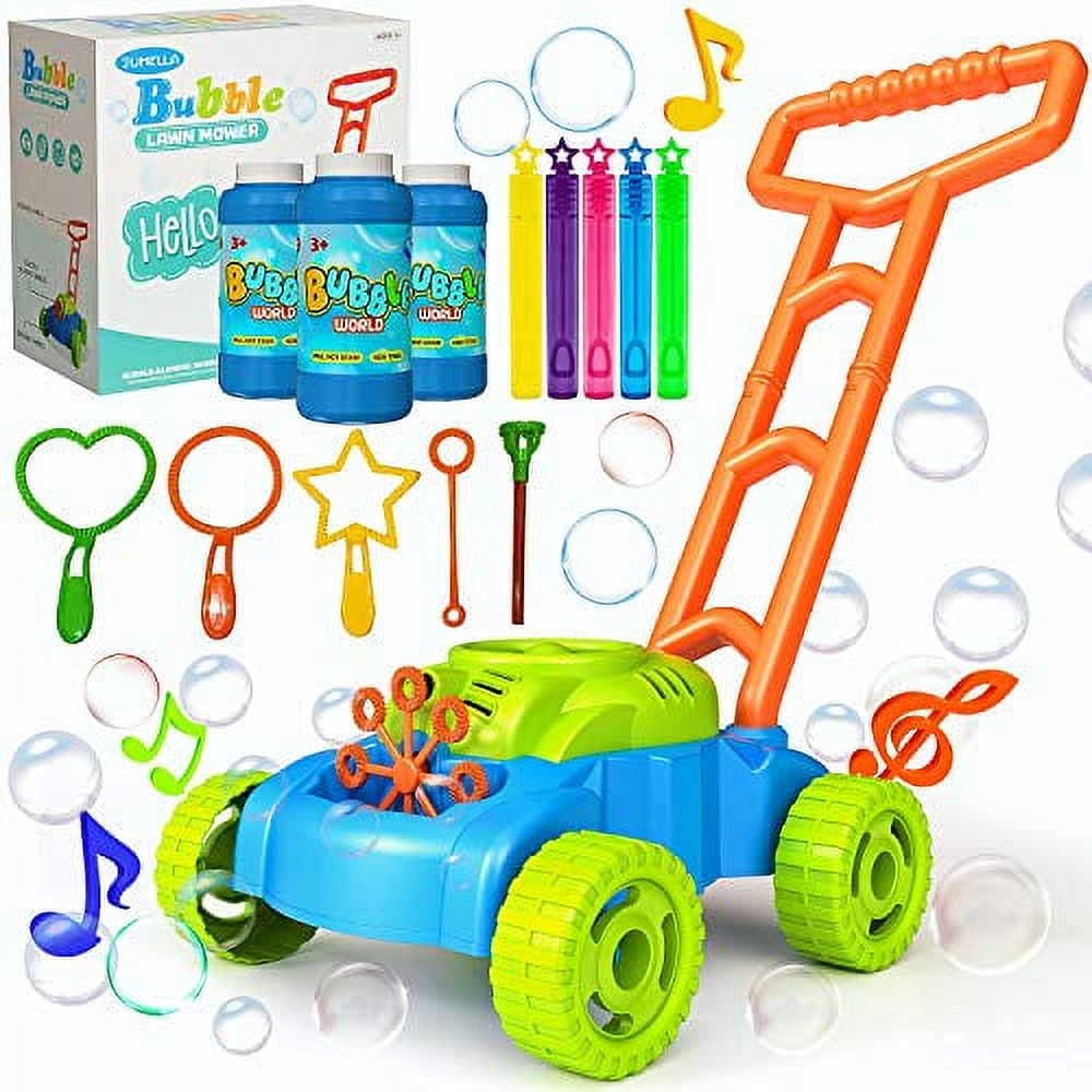 JUMELLA Lawn Mower Bubble Machine for Kids Automatic Bubble
