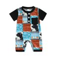 thumbnail image 1 of JUMESG Baby Boy Clothes Romper Baby Boys Girls Romper Letter Printed Outfit Short Sleeve Bodysuits 0 3 6 9 12 18 24 Months,Sky Blue 12-18 Months, 1 of 8