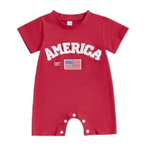 JUMESG Baby Romper Baby Short Sleeve Bodysuits Summer Boys Girls 0 3 6 9 12 18 24 Months,Red 12-18 Months