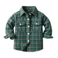 thumbnail image 1 of JUMESG Boys Flannel Shirts Boys Girls Long Sleeve Flannel Plaid Shirt Button Down Shirts Handsome Casual Fashionable Tops Shirts (Dark Blue,4-5 Years), 1 of 3