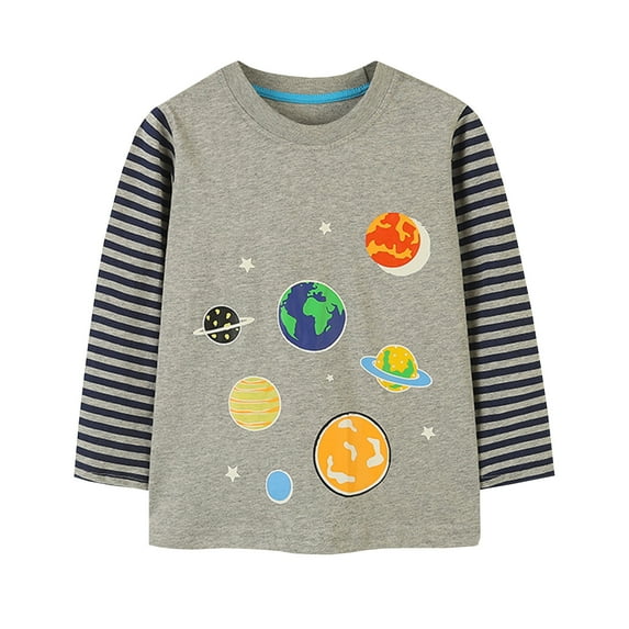 JUMESG Boys Long Sleeve T Shirts Boys Clothes Long Sleeve T Shirts Comfy Crewneck Basic Solid Color Tops Tees Fall Clothes (Grey,1-2 Years)
