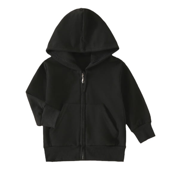 JUMESG Boys Zip Up Hoodie Toddler Baby Girl Boy Hooded Jacket Long Sleeve Zipper Sweatshirt 1T 2T 3T 4T 5T 6T Kids Casual Outwear,Black 6-12 Months