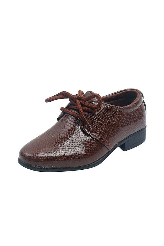 JUMESG Dress Shoes for Boys Children shoes Kids/ Big Boys/ Toddler Leather Kids Dress Shoes (Brown,22)