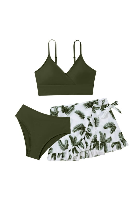 JUMESG Girls Bathing Suits Girl's 2 Piece Swimsuit Sport High Waist Teen Kids Bikini Set Bathing Suit Swimwear (Green,10Y)