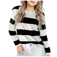 thumbnail image 1 of JUMESG Girls Casual Long Sleeve T Shirts Children Color Block Stripe Tee (Black,10-11 Years), 1 of 4