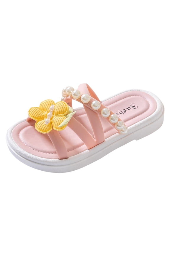 JUMESG Girls Flip Flops Toddler Girl Shoes Kid Slippers Shoes for Kids Thick Baby Shower Boys Sole Bathroom Slippers Sandals Slipper Girls Slides Baby Shoes (Pink,4.5-5 Years)