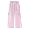 thumbnail image 1 of JUMESG Girls High Waist Cargo Pants Wide Leg Loose Casual Trousers with Pockets Purple 10-12 Years, 1 of 6