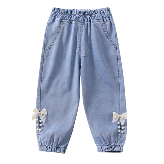 JUMESG Girls Jeans Infant Little Kids Girls Embroidery Jeans Denim Pants,White,18-24 Months
