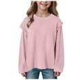 thumbnail image 1 of JUMESG Girls Long Sleeve Shirts Casual Ruffle Trim Crewneck Blouse Tops (Light Pink,18-24 Months), 1 of 4