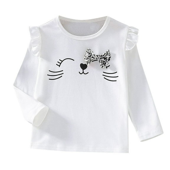 JUMESG Girls Long Sleeve Shirts Girls Casual Long Sleeve T Shirts Kids Loose Soft Tops, Tees Blouses (White,7-8 Years)