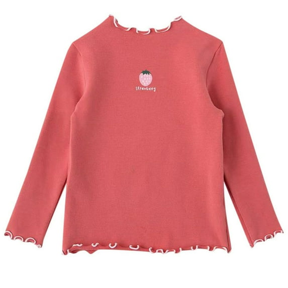 JUMESG Girls Long Sleeve Shirts Girls Tops Loose Long-Sleeve Crewneck T-Shirt Tee Solid Color Fall Blouse Girls for Baby Girl,Red,3-4 Years
