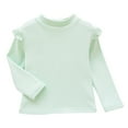 thumbnail image 1 of JUMESG Girls Long Sleeve Shirts Soft Cotton Crewneck Girls' Basic Long-Sleeve T-Shirt for Toddlers (Mint Green,100), 1 of 3