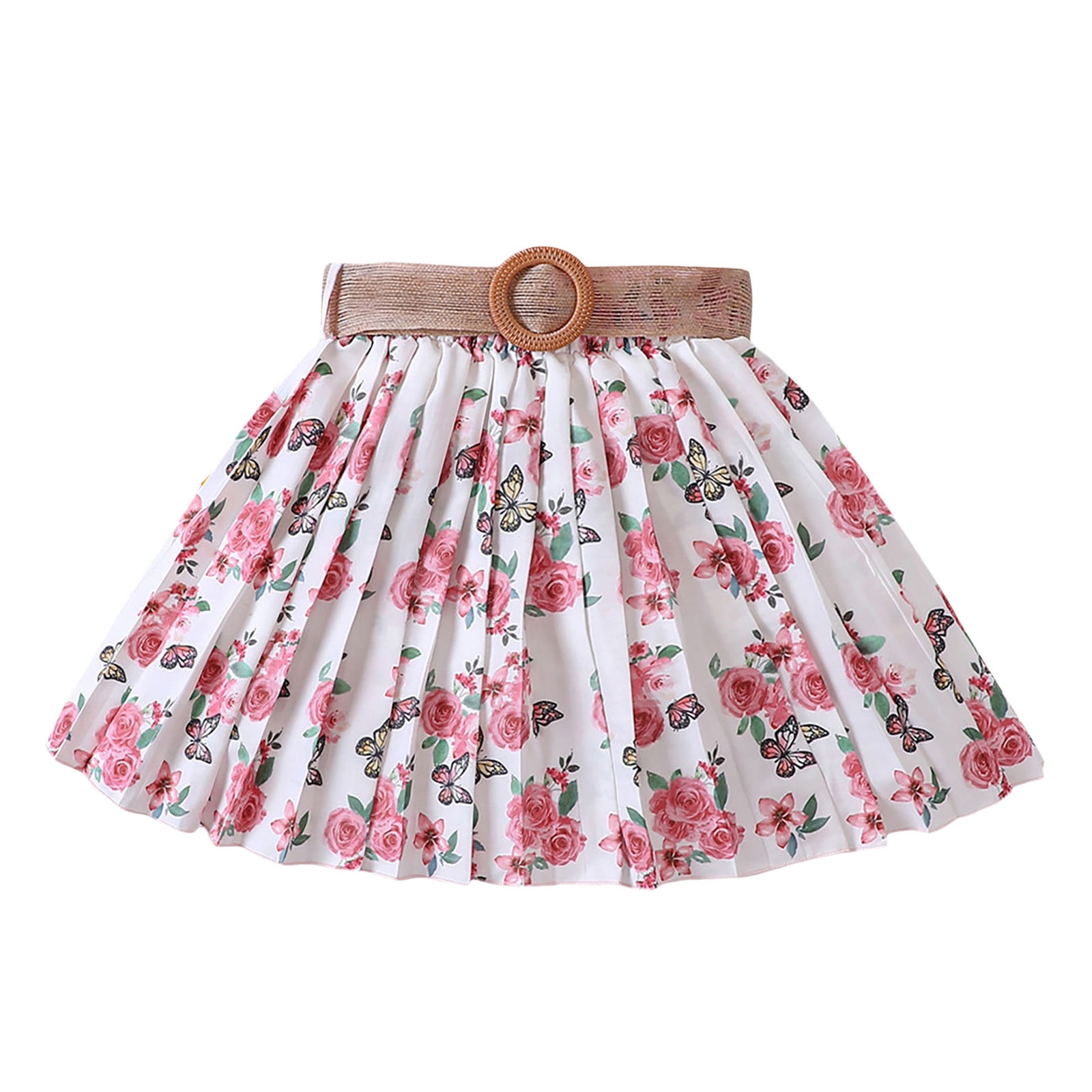 JUMESG Girls Skirts Knee Length Kids Girls Skirt Casual Mini Flare Plain Pleated Stretch Waist Skirts Red 130 Walmart