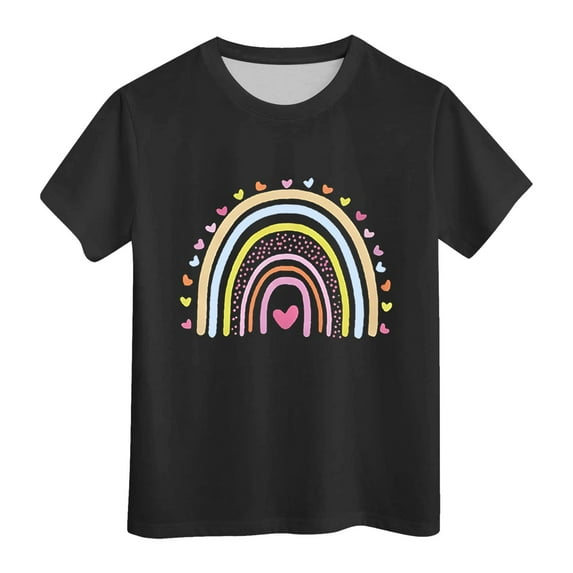 JUMESG Girls Tops Trendy Girl's Summer Graphic Print Crop Tops Casual Short Sleeve T Shirt Tee (Black,10-11 Years)