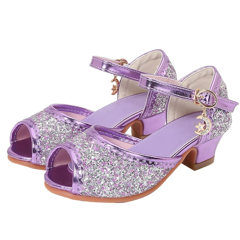 JUMESG Heels for Girls Wide Girls Sandals Glittler Bow Dress Shoes