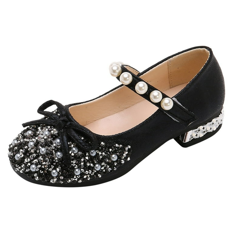 JUMESG Heels for Girls Wide Girls Shoes High Heels Children s High Heels Little Girls Shoes Stage Performance Dress Shoes Black 26 Walmart