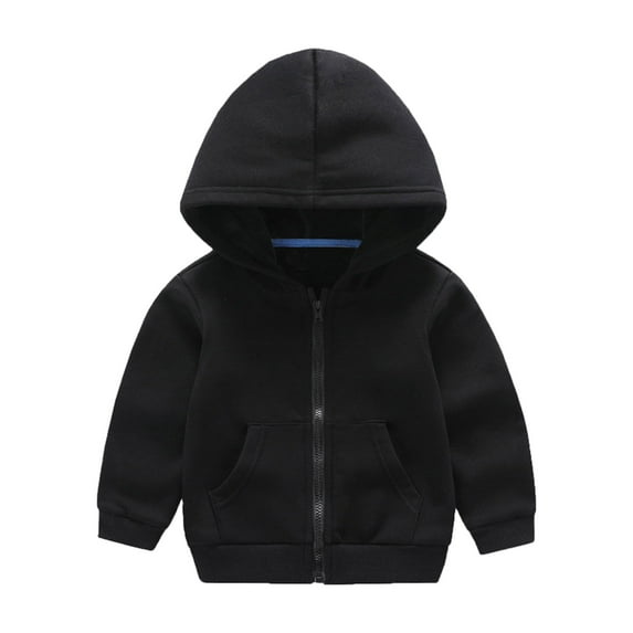 JUMESG Hoodies for Boys Unisex-Baby Full Zip Hooded Sweatshirt,Black 3-4 Years