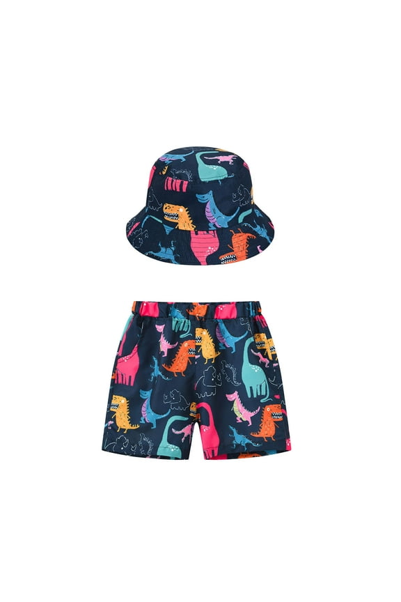 JUMESG Swim Trunks Boys Swim Trunks with Hat Toddler Swim Shorts Little Boys Bathing Suit Swimsuit Toddler Boy Swimwear 18 24 Months 3T 4T 5T 6-12 Years (Dark Blue,3-4 Years)