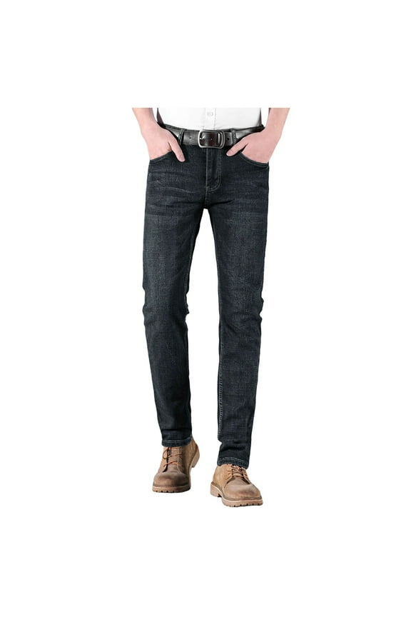 JUMESG Jeans for Men Men's Casual Elastic Waist Denim & Twill Pull on Jeans (Black,XL)