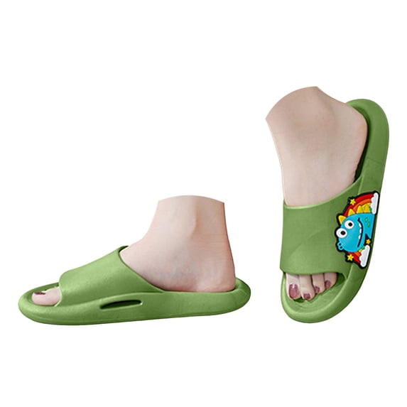 JUMESG Kids Slides Kid's Slippers Girl‘s Cartoon Slippers Soft and Comfortable Home Sandals Non-Slip Bathroom Shower Shoes (Green,Toddler 10)