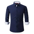 thumbnail image 1 of JUMESG Mens Dress Shirts Men's Dress Shirt Regular Fit Oxford Solid (Navy,M), 1 of 4