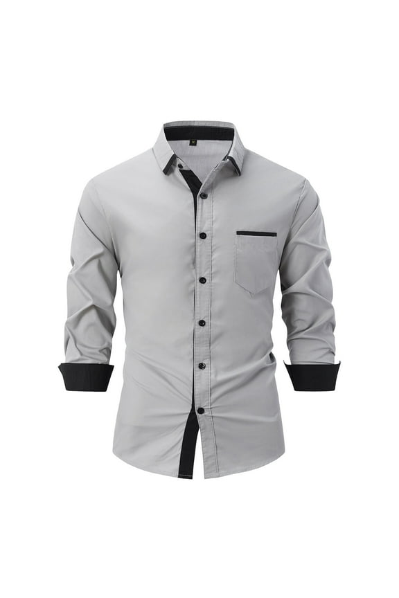 JUMESG Mens Dress Shirts Mens Dress Shirts Regular Fit Long Sleeve Stretch Business Dress Shirts for Men (Grey,XXL)