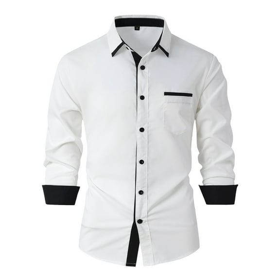 JUMESG Mens Dress Shirts Mens Dress Shirts Regular Fit Long Sleeve Stretch Business Dress Shirts for Men (White,XXXL)