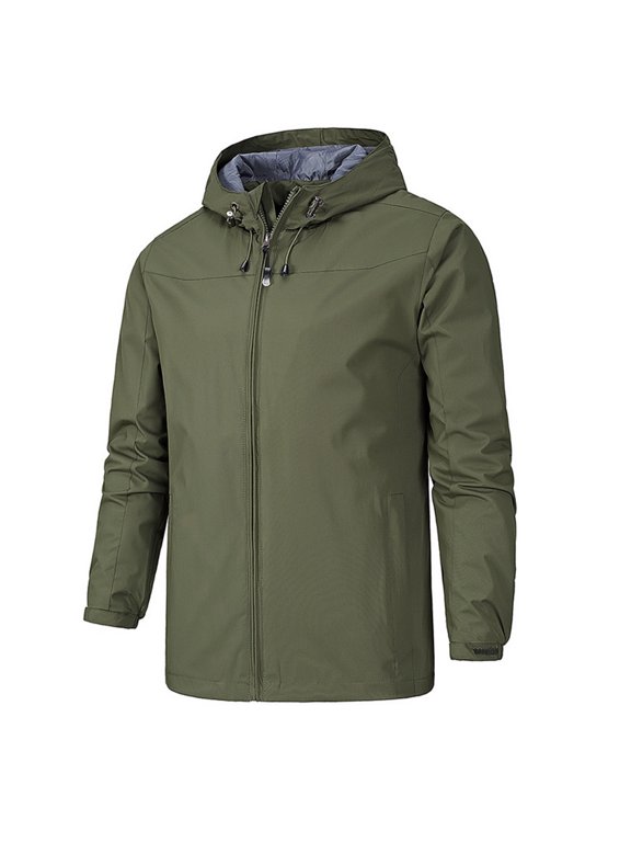 JUMESG Mens Jackets with Hoods Men's Windbreaker with Lining Long Sleeves Waterproof Hoodie Jacket,AG XXXL