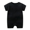 thumbnail image 1 of JUMESG New Born Clothes Baby Boy Baby Pajamas, Short Sleeve Footless Rompers, Snap Closure Sleeper for Boy Girls 0 3 6 9 12 18 24 Months,Black 6-9 Months, 1 of 3