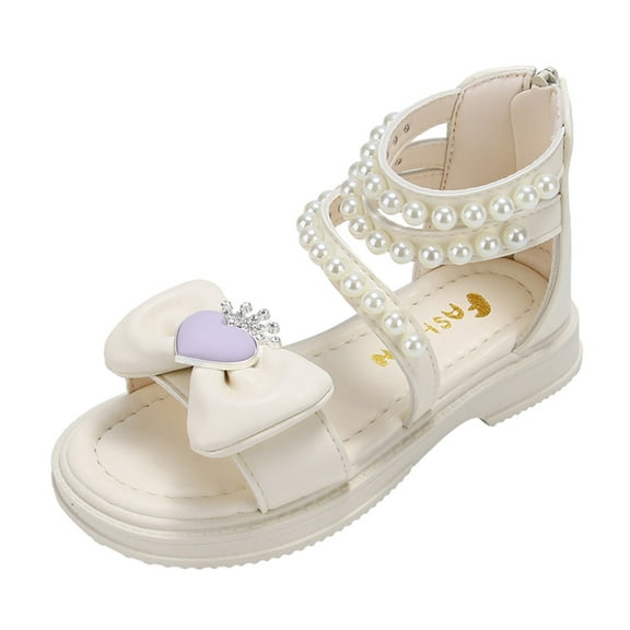 JUMESG Sandals for Tween Girls Girls Sandals Strappy Gladiator with Zipper Comfort Summer Shoes (White,Toddler 10.5)