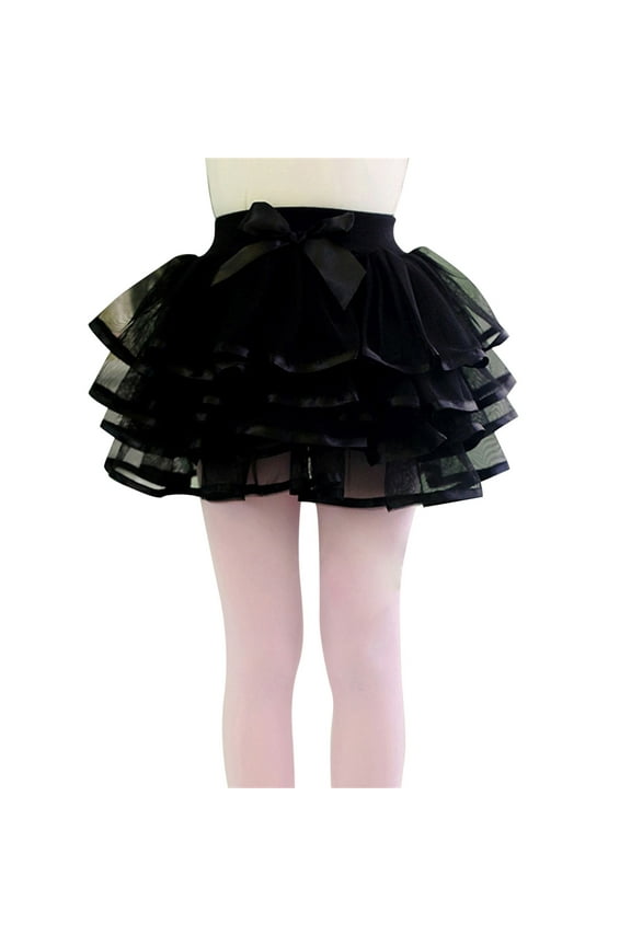JUMESG Skirts for Girls Flowy Girl's Skirt Tutus Glow Tulle Dance Skirts for Party Rave Festival (Black,140)