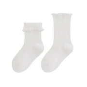 JUMESG Socks Girls Toddler Socks Girls Ankle Socks Cute Non Slip Short Socks (White,3-5 years)