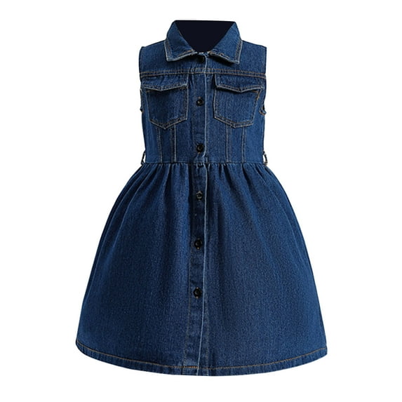 JUMESG Summer Dresses for Little Girls Girl's Sundress Kids Beach Flowy Dress Cute Tiered Cami Dress (Blue,6-7 Years)