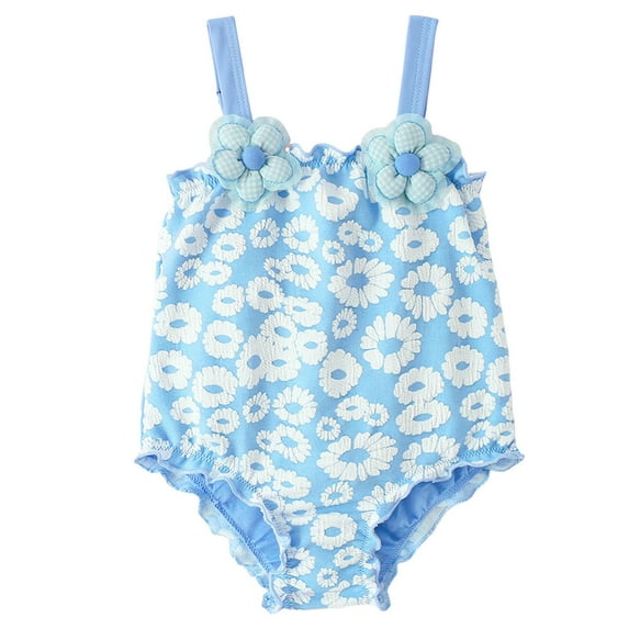 JUMESG Toddler Baby Girls Swimsuit Fruit One Piece Bathing Suit Flower Sleeveless Swimwear Summer Strap Ruffled Beach Wear 0 6 12 18 24 Months 2T,Blue 0-6 Months