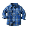 thumbnail image 1 of JUMESG Toddler Kids Baby Boys Girls Flannel Plaid Shirt Long Sleeve Button Down Tops Coat Jacket Outfits Fall Winter Clothes (Blue,1-2 Years), 1 of 3