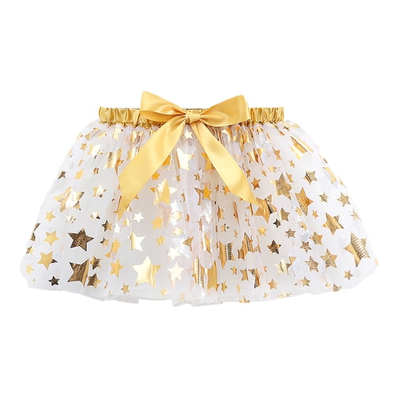 JUMESG Toddler Tutu Girls Ruffle Sparkle Skirt Shiny Dance Scooter Skirt Tutu Skirt (White,M)