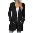 thumbnail image 1 of JUMESG Women's 2024 Fall Open Front Waffle Knit Cardigan Long Sleeve Cozy Knit Sweaters with Pockets (Black,M), 1 of 8