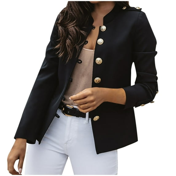 JUMESG Womens Blazer Women's Casual Band Jacket, Fall Fashion (Black,L)